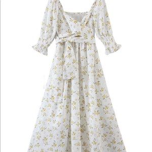 Floral Midi dress with puff sleeves